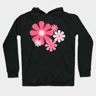 Flower Locus Retro 60s 70s Floral Pattern in Candy Pink Hoodie